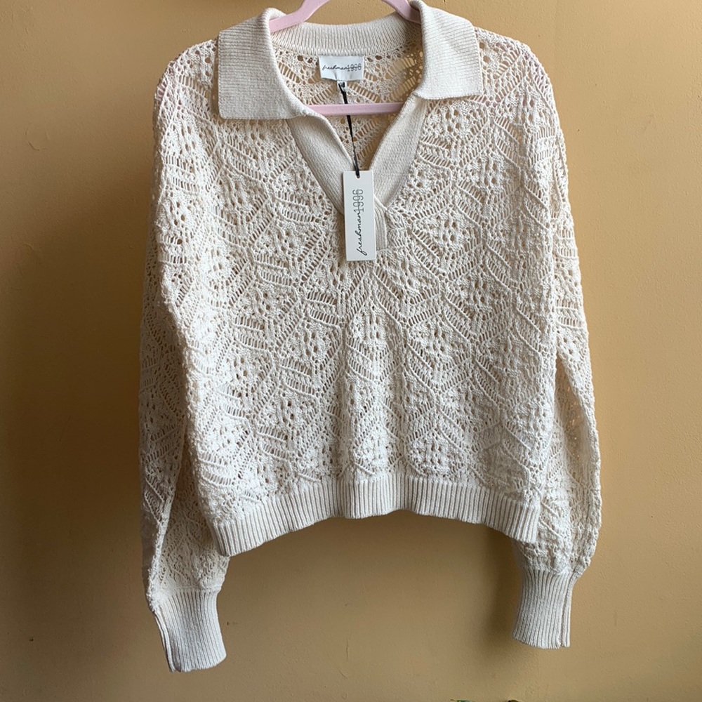 NWT Freshman 1996 Crochet Sweater Large/Cream